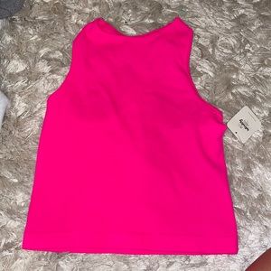 Free people high neck bright pink tank